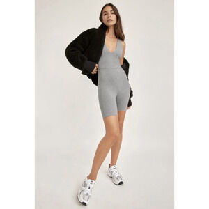 The Group Babaton Soft Contour Romper M Gray V Neck Athleisure Travel
